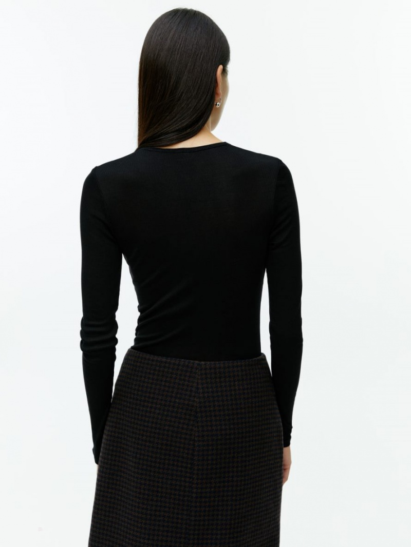 Topuri Arket Rib Silk Dama Negrii | Romania-FEBW87523