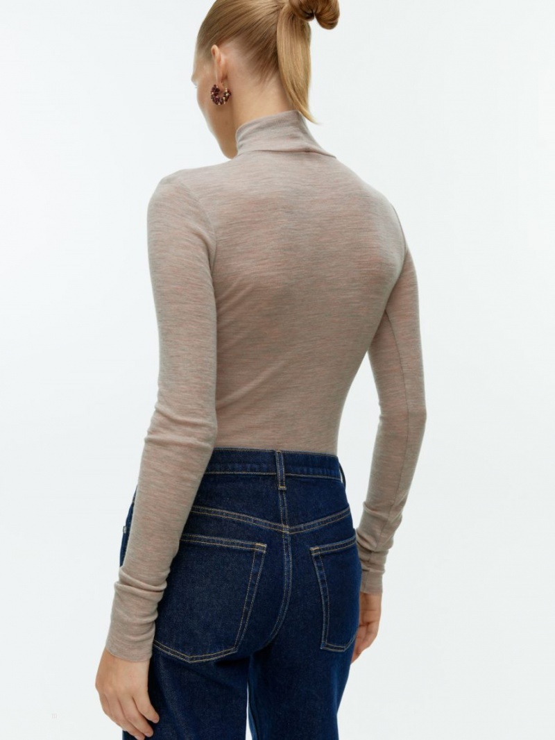 Topuri Arket Roll-Neck Lână Dama Bej | Romania-CFDY46207