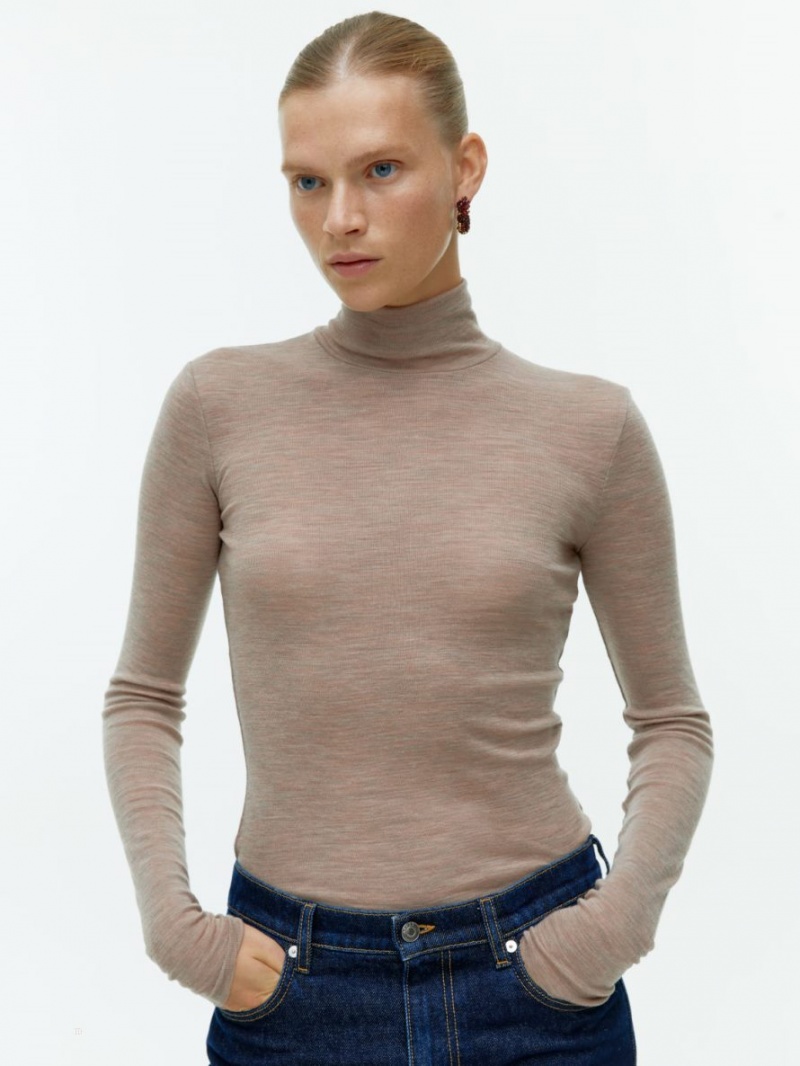 Topuri Arket Roll-Neck Lână Dama Bej | Romania-CFDY46207