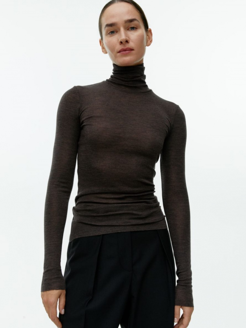 Topuri Arket Roll-Neck Lână Dama Maro Inchis | Romania-FCSL28459