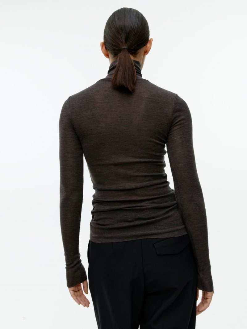 Topuri Arket Roll-Neck Lână Dama Maro Inchis | Romania-FCSL28459