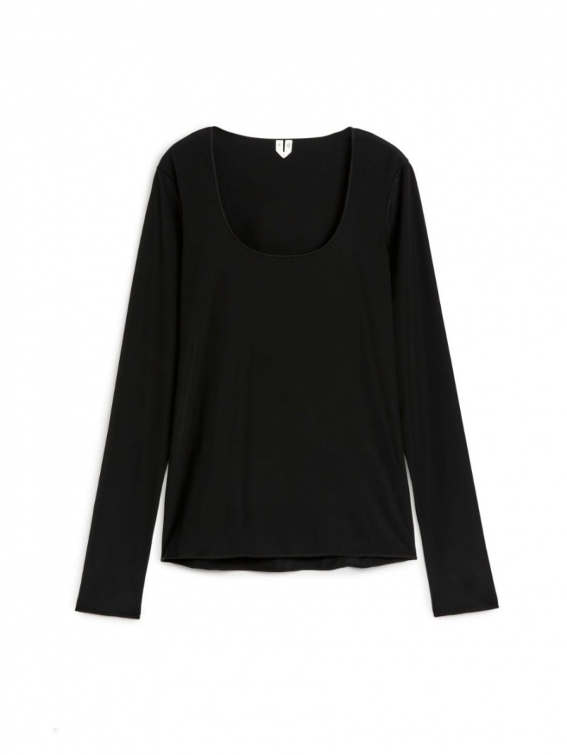 Topuri Arket Round-Neck Jersey Dama Negrii | Romania-TJKP12305