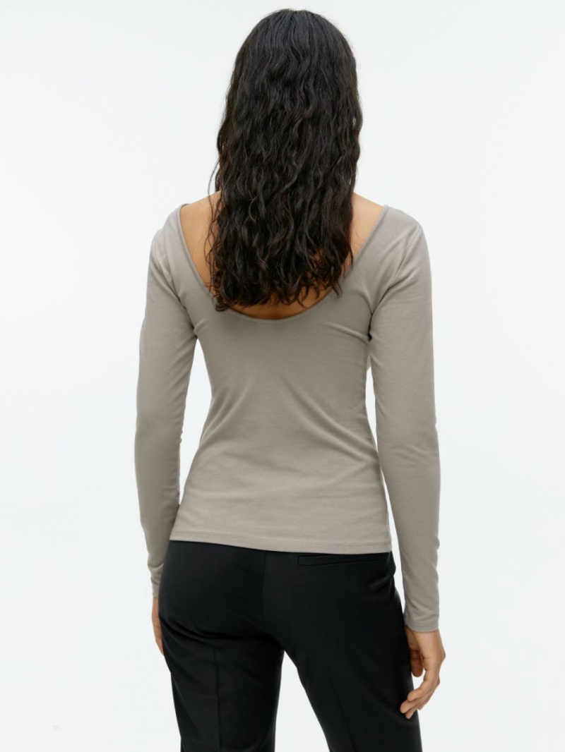 Topuri Arket Scoop-Neck Jersey Dama Gri | Romania-CJNM48193