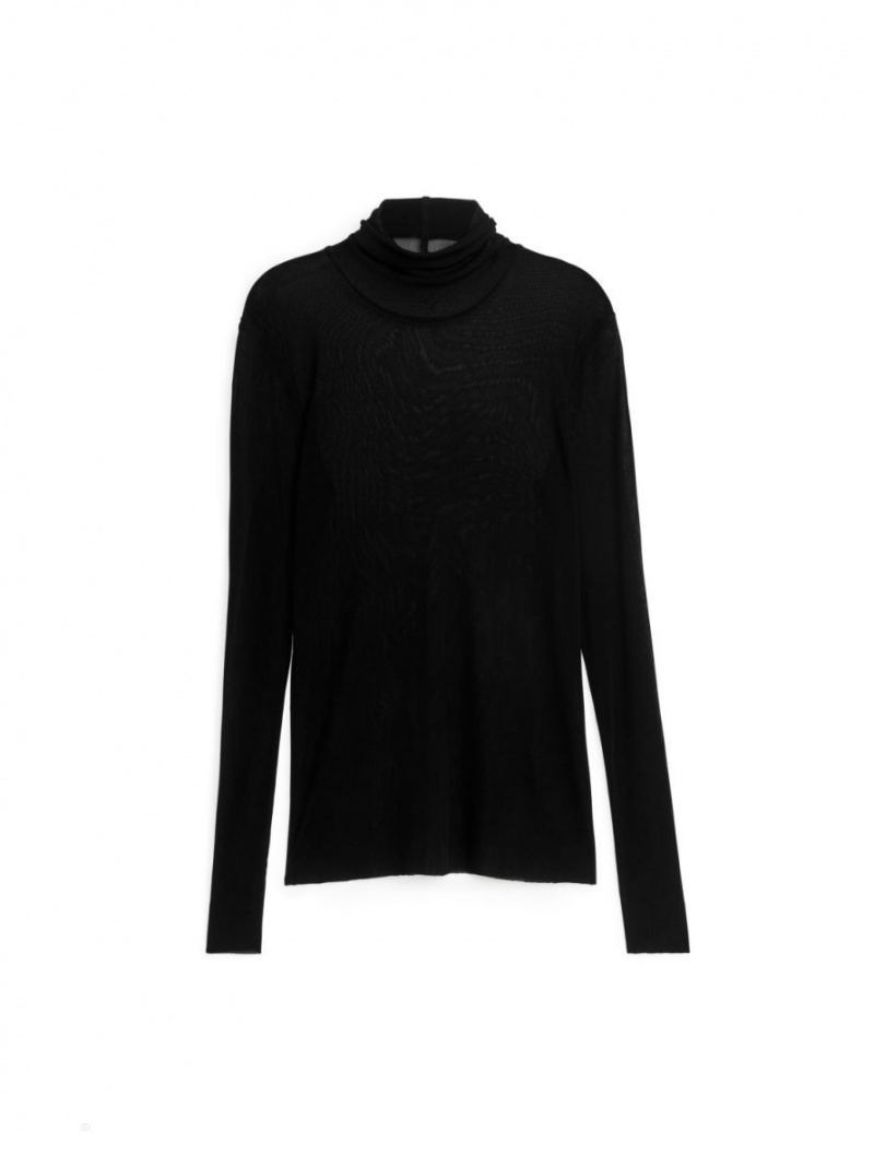 Topuri Arket Silk Roll-Neck Dama Negrii | Romania-BOAC93207
