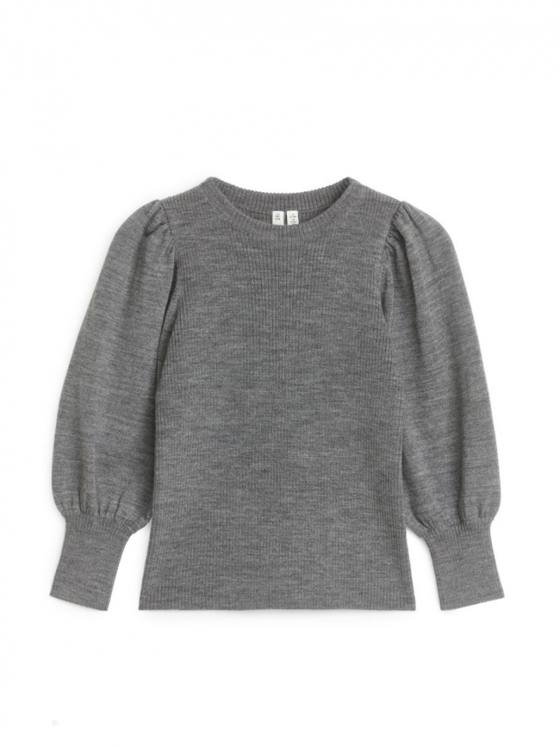 Topuri Arket Volume Sleeve Merino Fete Gri | Romania-HENJ96314