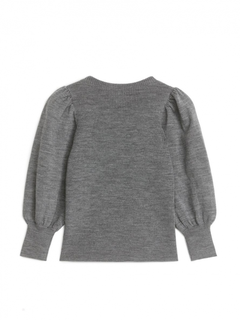 Topuri Arket Volume Sleeve Merino Fete Gri | Romania-HENJ96314