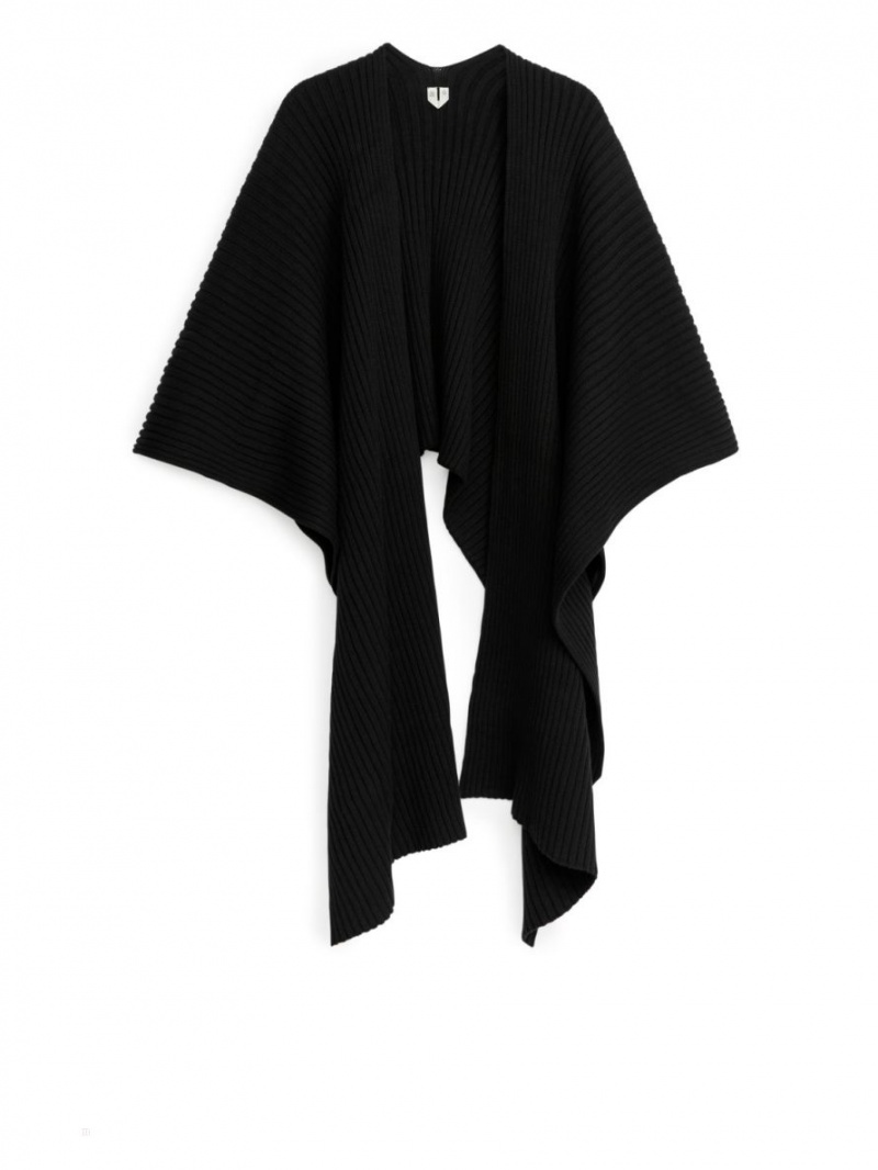 Tricotaje Arket Bumbac Poncho Dama Negrii | Romania-RFDE89405