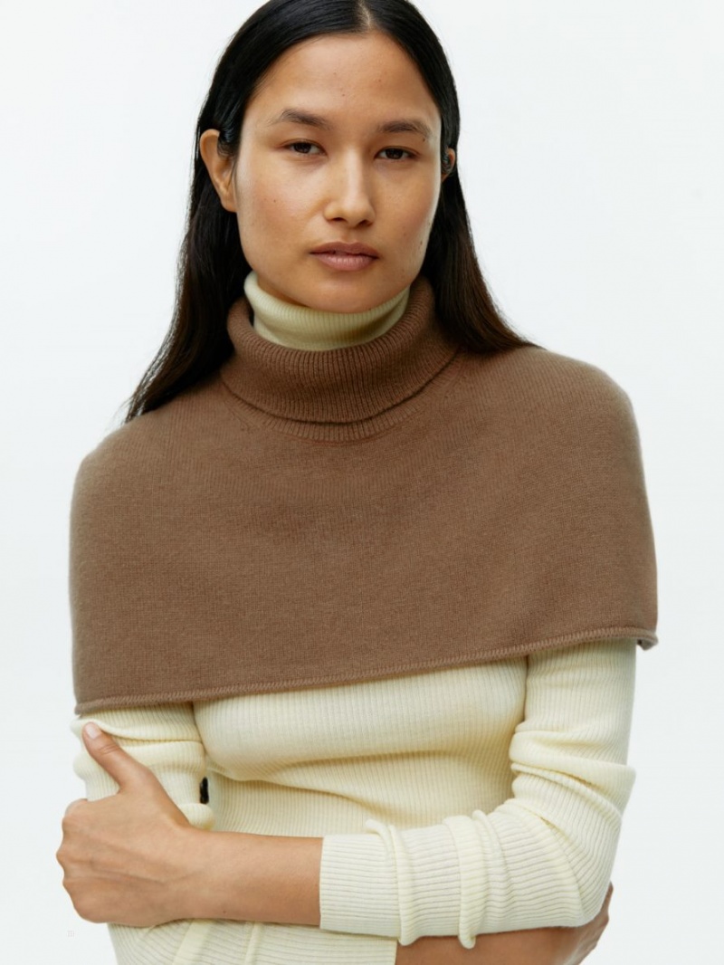 Tricotaje Arket Cashmere Poncho Dama Bej Inchis | Romania-JDMO98740