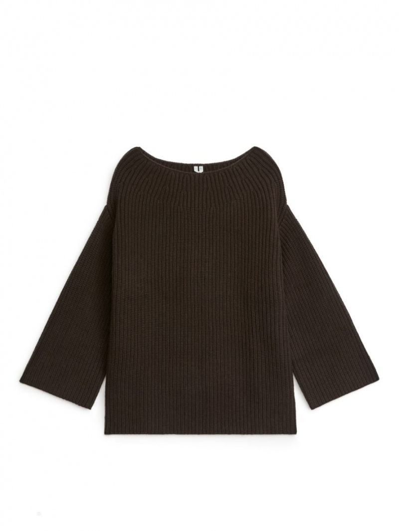 Tricotaje Arket Lână Tunic Dama Maro Inchis | Romania-GTEU86107