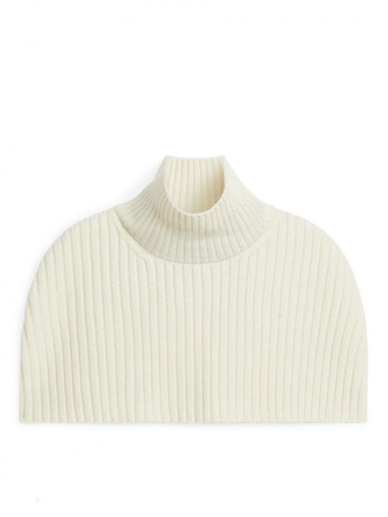 Tricotaje Arket Rib Lână Collar Dama Albi | Romania-JFEM74029