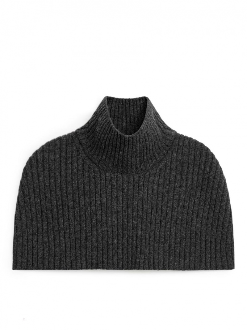 Tricotaje Arket Rib Lână Collar Dama Gri Inchis | Romania-JMSR10489