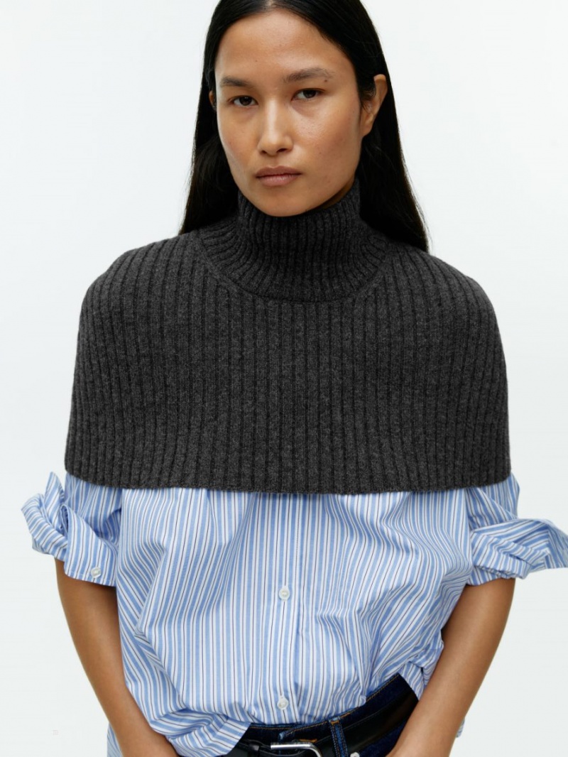 Tricotaje Arket Rib Lână Collar Dama Gri Inchis | Romania-JMSR10489