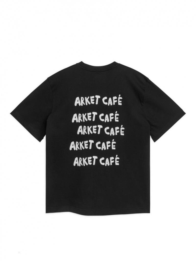 Tricouri Arket ARKET CAFÉ Barbati Negrii | Romania-VNXY54136