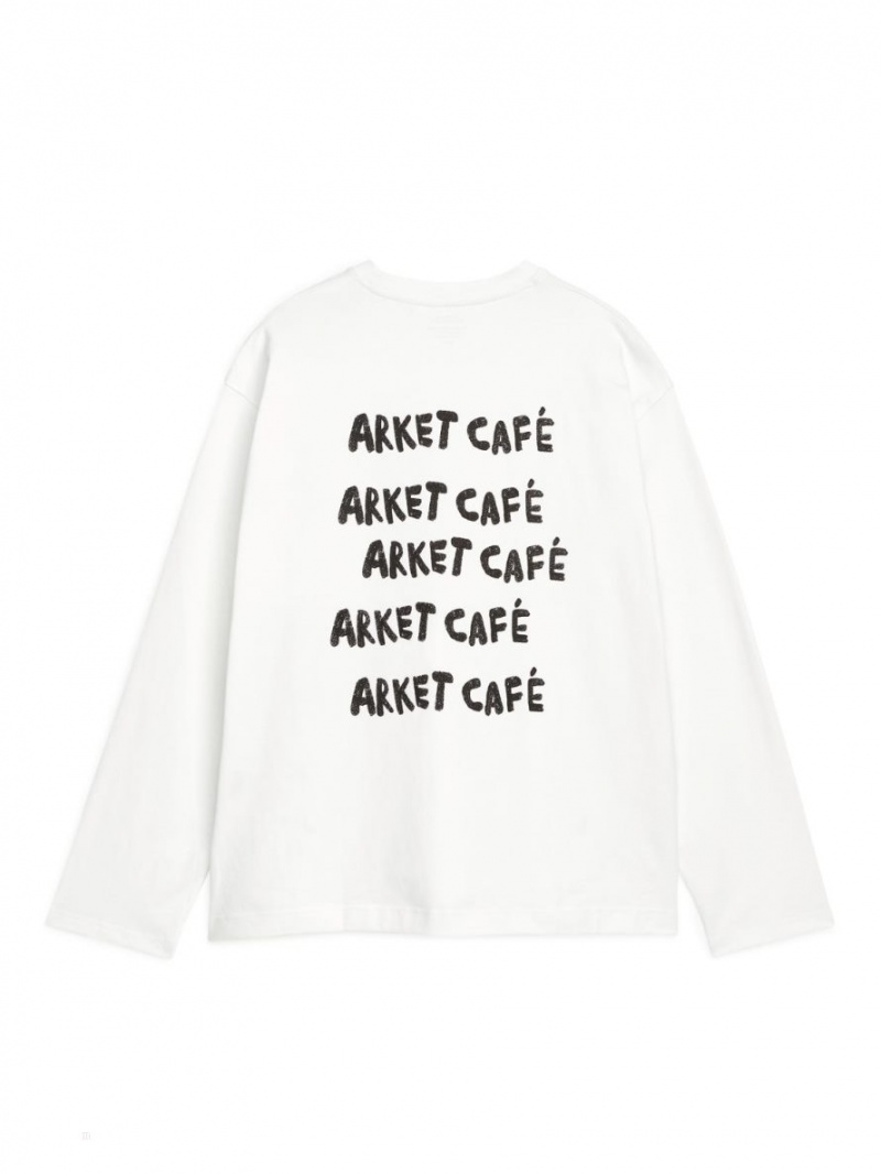 Tricouri Arket ARKET CAFÉ Long-Sleeved Barbati Albi | Romania-UAZW35189