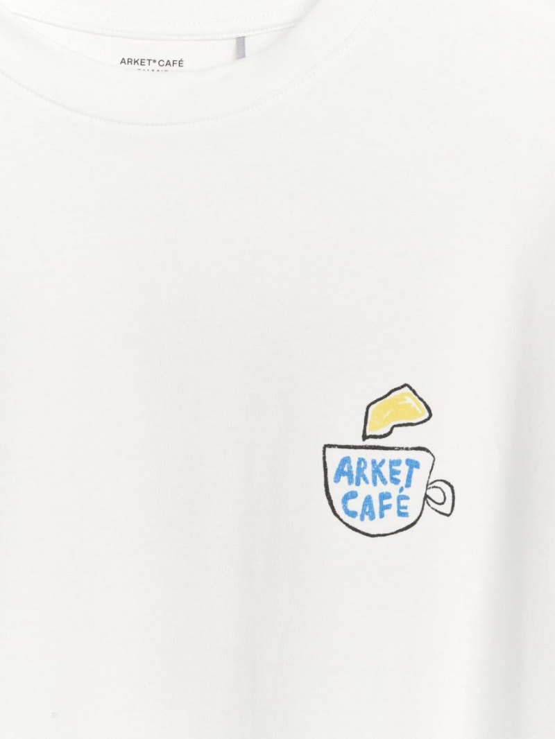 Tricouri Arket ARKET CAFÉ Long-Sleeved Barbati Albi | Romania-UAZW35189