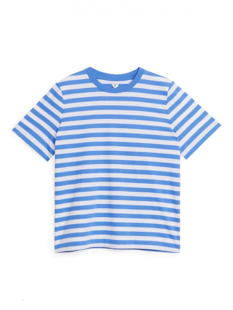 Tricouri Arket Crew-Neck Dama Albastri Albi | Romania-KUVM67940