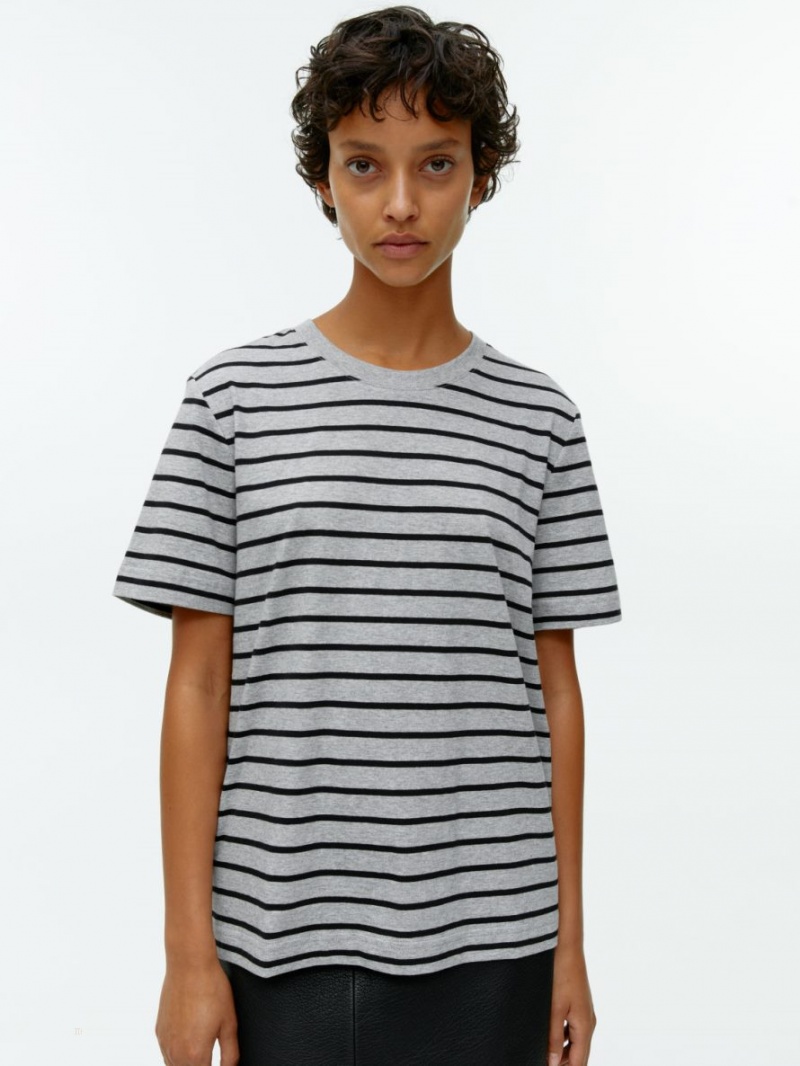 Tricouri Arket Crew-Neck Dama Gri Negrii | Romania-HGSB81327