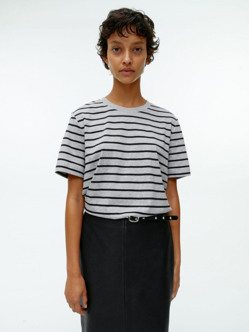 Tricouri Arket Crew-Neck Dama Gri Negrii | Romania-HGSB81327