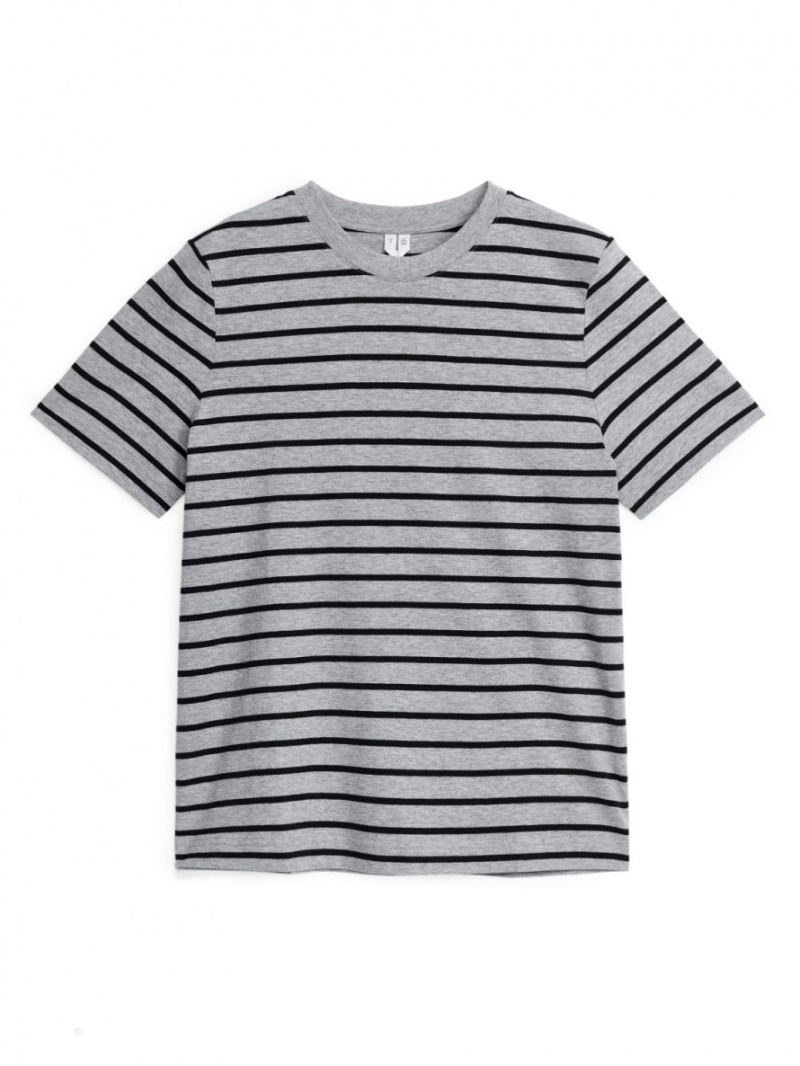 Tricouri Arket Crew-Neck Dama Gri Negrii | Romania-HGSB81327