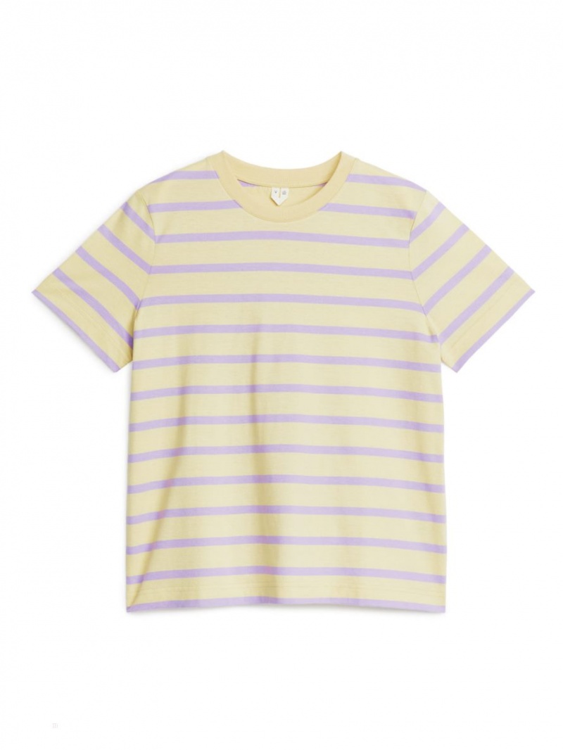 Tricouri Arket Crew-Neck Dama Violet Galbeni | Romania-RVIG08542