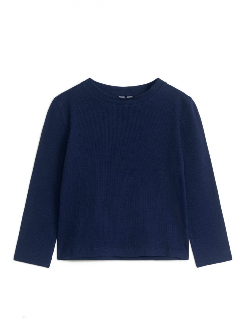 Tricouri Arket Cu Nervuri Long-Sleeve Fete Albastri Inchis | Romania-RPUN34852
