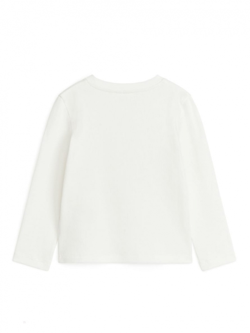 Tricouri Arket Cu Nervuri Long-Sleeve Fete Albi | Romania-HLVT58967