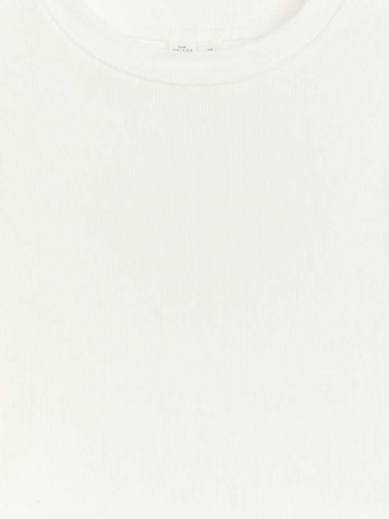 Tricouri Arket Cu Nervuri Long-Sleeve Fete Albi | Romania-HLVT58967