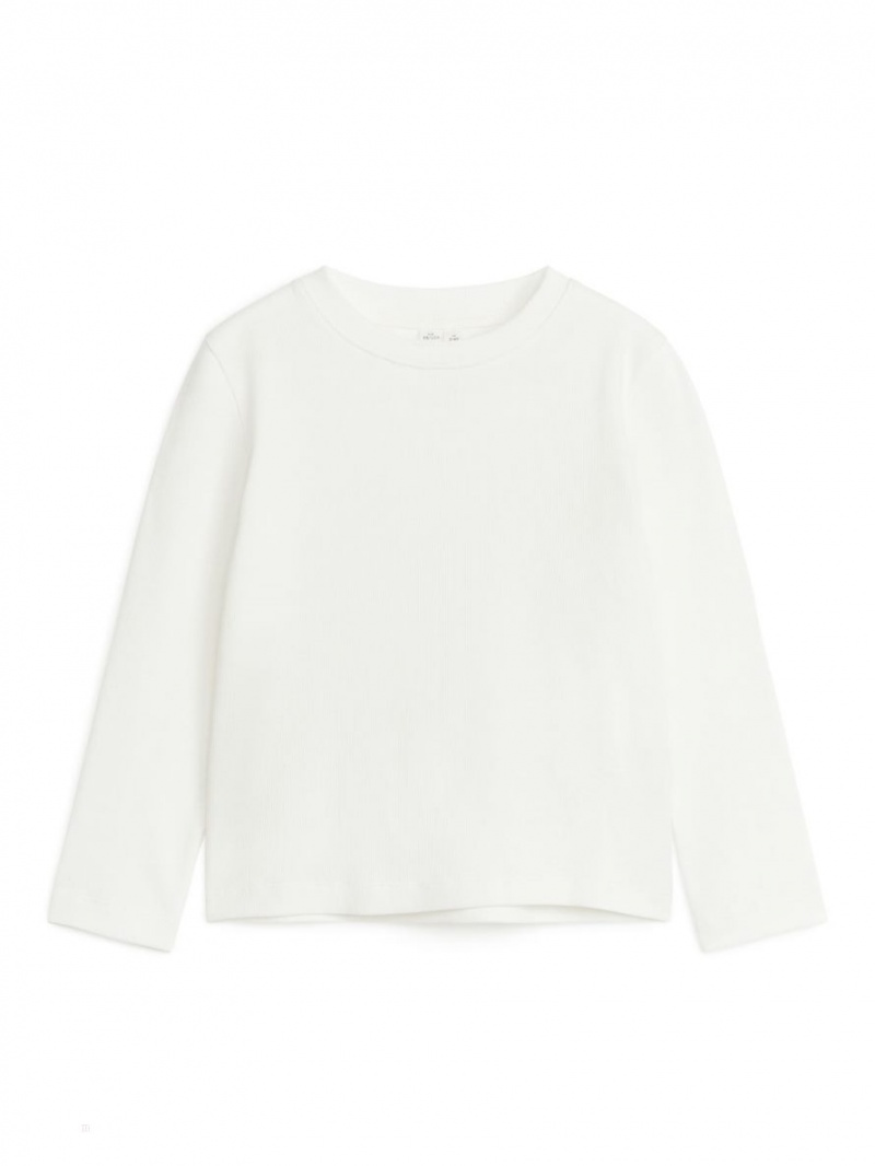 Tricouri Arket Cu Nervuri Long-Sleeve Fete Albi | Romania-HLVT58967