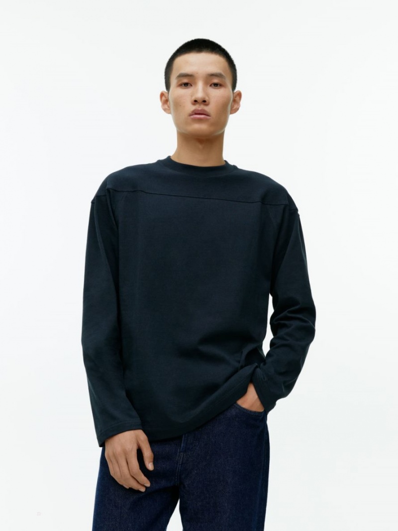 Tricouri Arket Long-Sleeve Barbati Albastri Inchis | Romania-GPDH61203