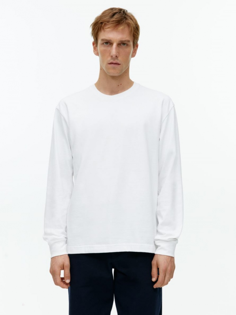 Tricouri Arket Long-Sleeve Barbati Albi | Romania-FRUT85321