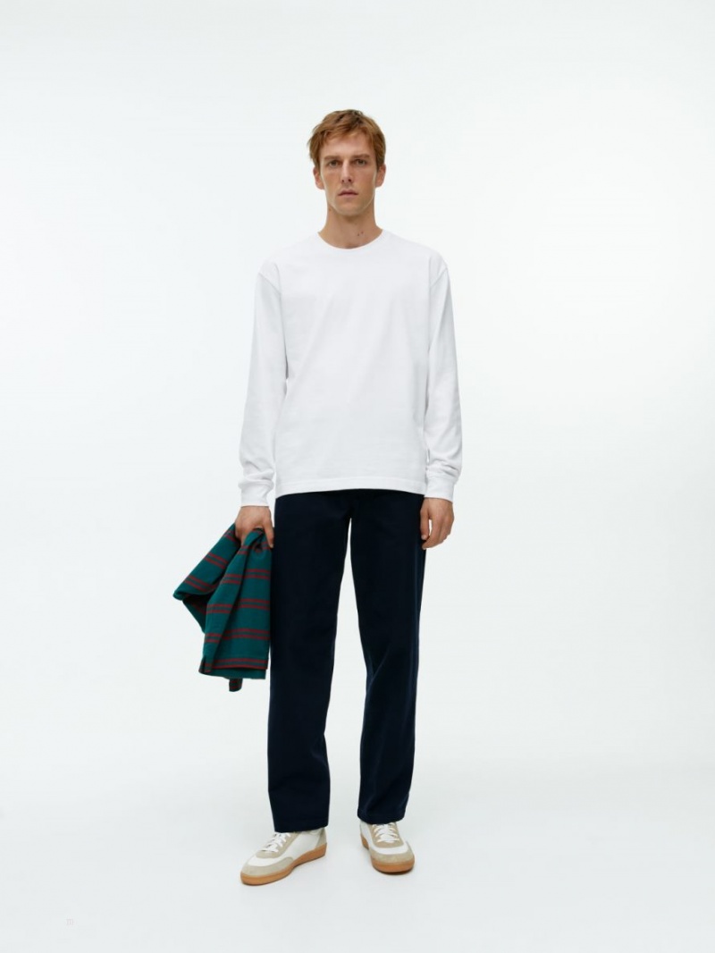 Tricouri Arket Long-Sleeve Barbati Albi | Romania-FRUT85321