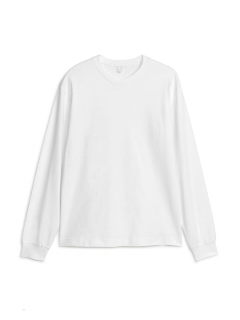 Tricouri Arket Long-Sleeve Barbati Albi | Romania-FRUT85321