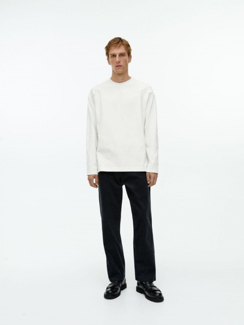 Tricouri Arket Long-Sleeve Barbati Albi | Romania-ONQG61952