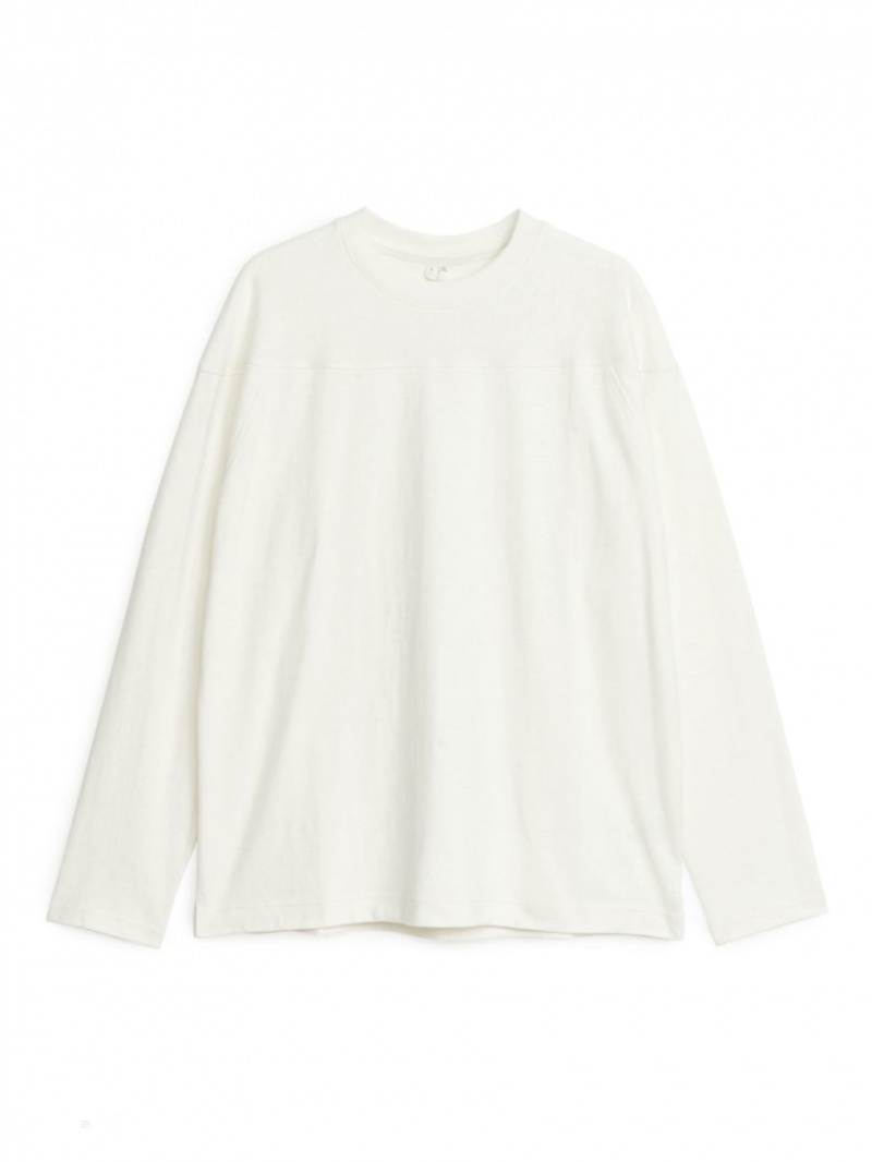 Tricouri Arket Long-Sleeve Barbati Albi | Romania-ONQG61952