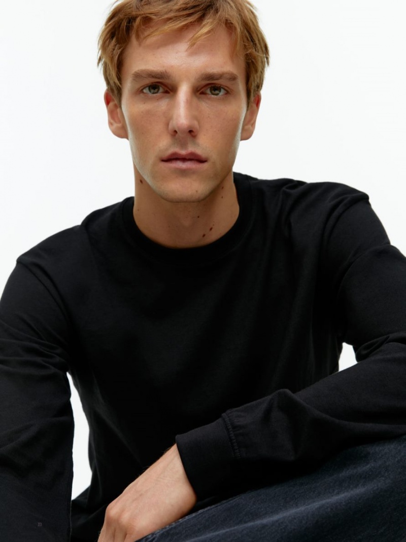 Tricouri Arket Long-Sleeve Barbati Negrii | Romania-ESNC72038
