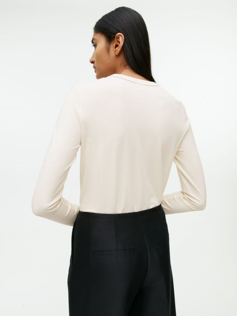 Tricouri Arket Long-Sleeved Dama Albi | Romania-IVHJ32960