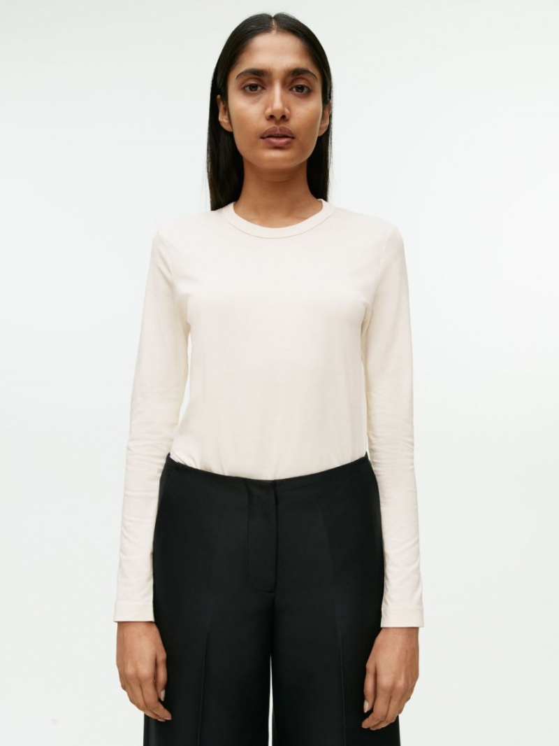 Tricouri Arket Long-Sleeved Dama Albi | Romania-IVHJ32960