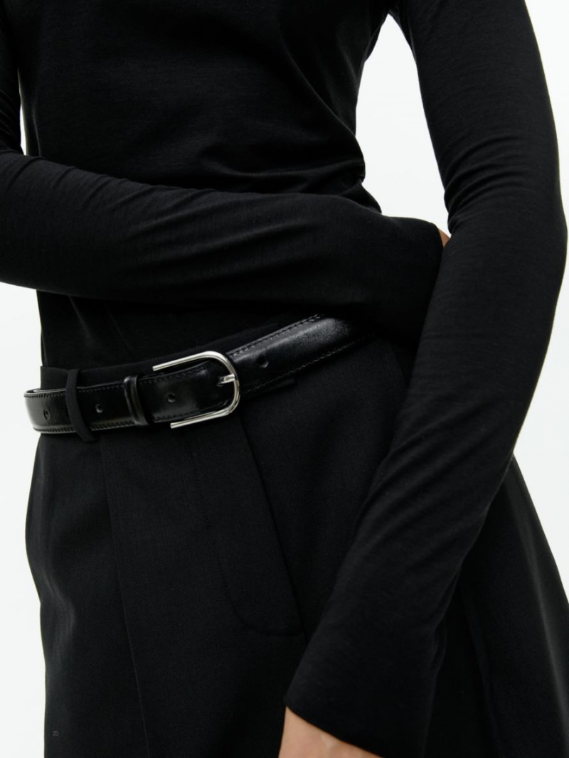 Tricouri Arket Lyocell Blend Long Sleeve Dama Negrii | Romania-CQDF95187