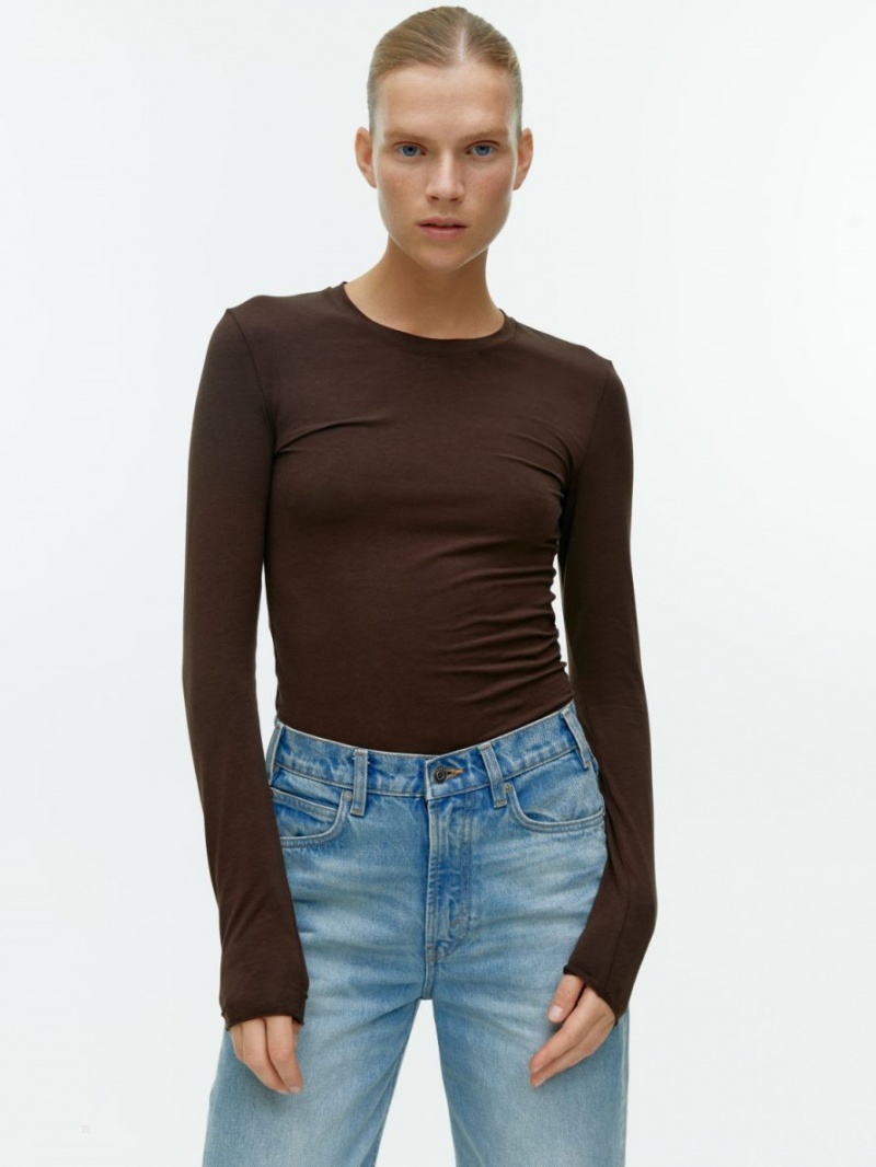 Tricouri Arket Lyocell Blend Long Sleeve Dama Maro Inchis | Romania-RXBN96801