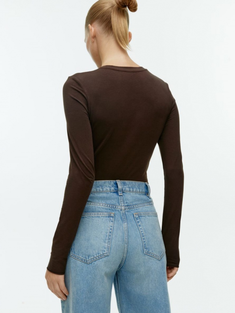 Tricouri Arket Lyocell Blend Long Sleeve Dama Maro Inchis | Romania-RXBN96801