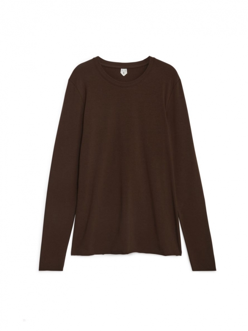 Tricouri Arket Lyocell Blend Long Sleeve Dama Maro Inchis | Romania-RXBN96801