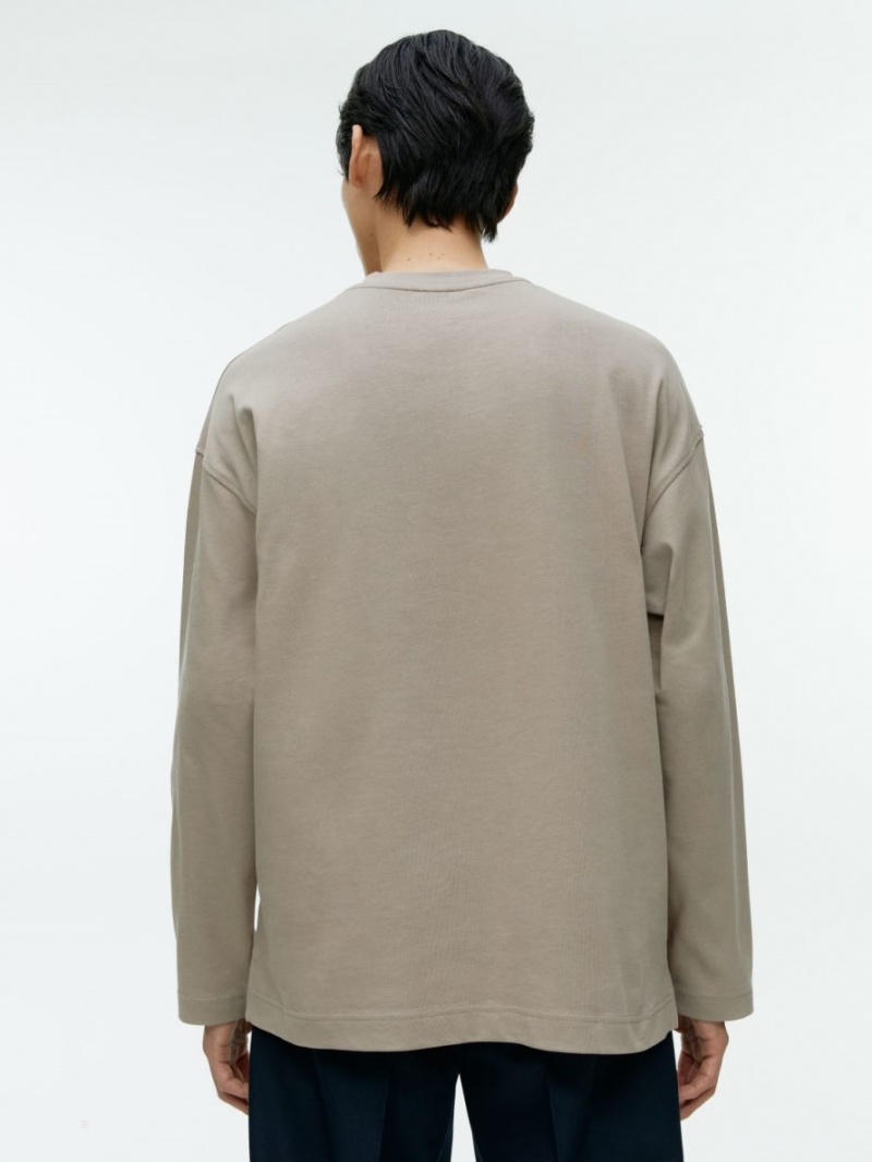 Tricouri Arket Mercerised Long-Sleeve Barbati Gri | Romania-XYPK04863