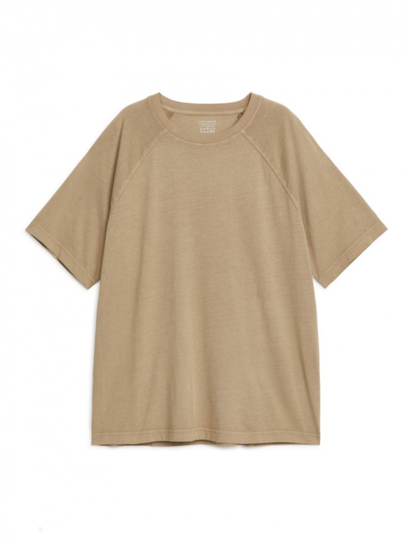 Tricouri Arket Oversized Bumbac Dama Bej | Romania-DCKM08615
