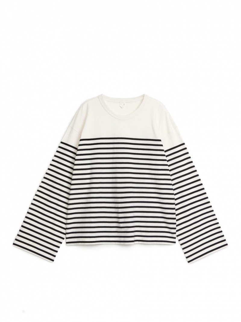 Tricouri Arket Oversized Dama Albi Negrii | Romania-FVDI28760