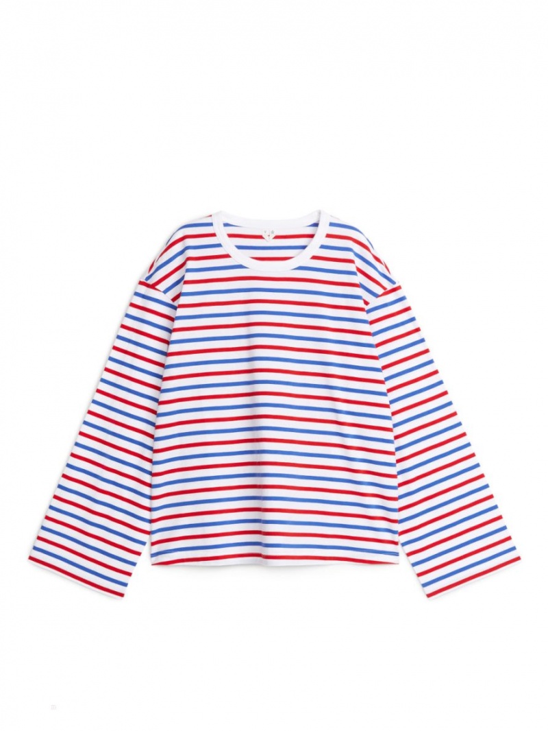 Tricouri Arket Oversized Dama Albi Rosii Albastri | Romania-BKTN58974