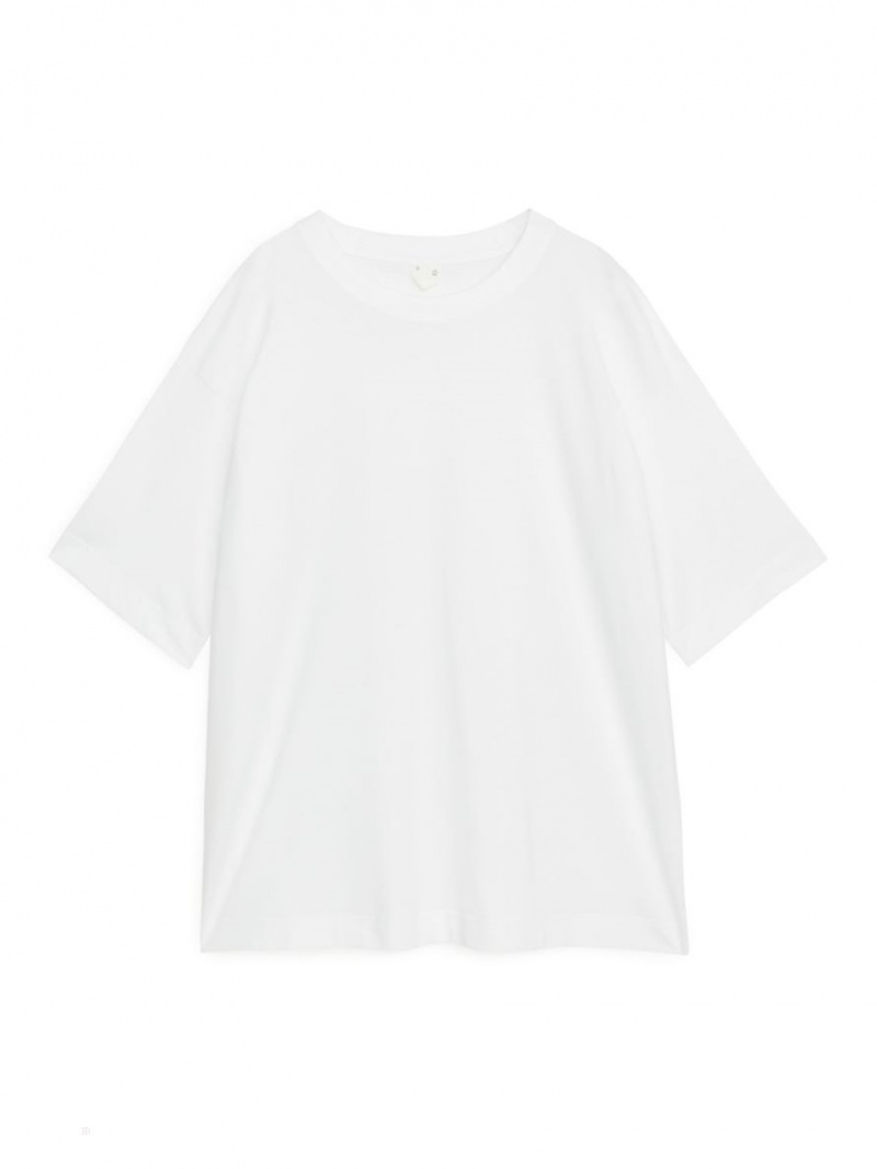 Tricouri Arket Oversized Dama Albi | Romania-HRIQ54163