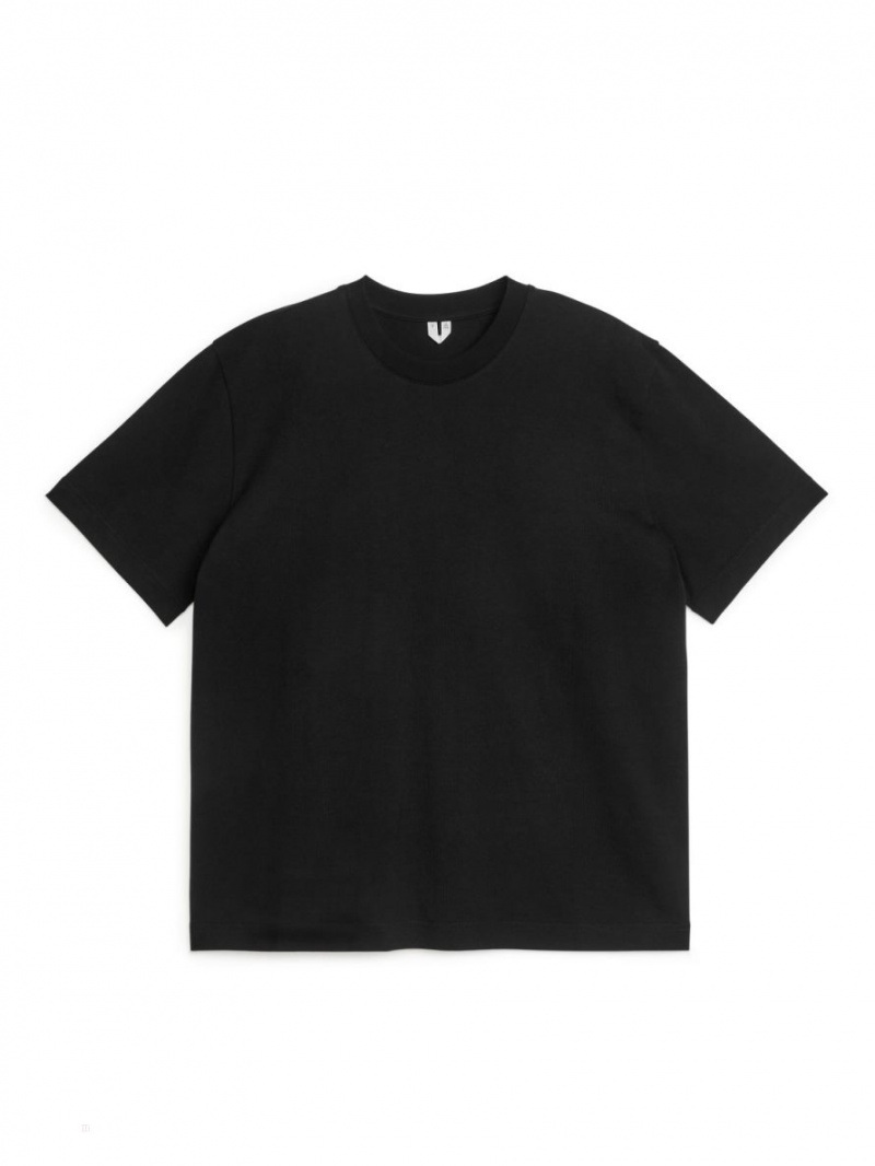 Tricouri Arket Oversized Heavyweight Barbati Negrii | Romania-RKDI38796