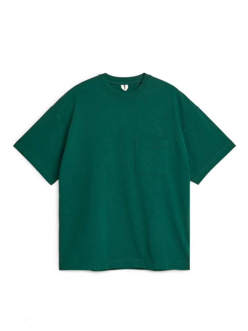 Tricouri Arket Oversized Heavyweight Barbati Verzi Inchis | Romania-NMLW15629