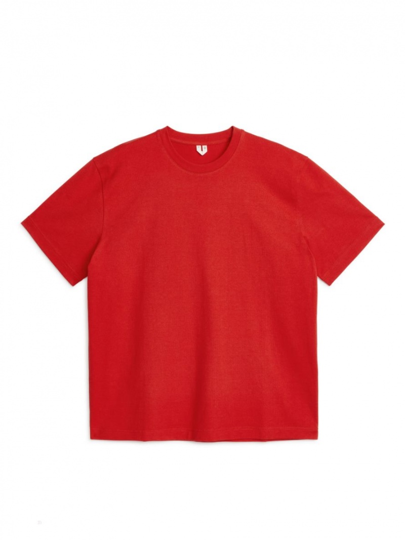 Tricouri Arket Oversized Heavyweight Barbati Rosii | Romania-DHZC38170