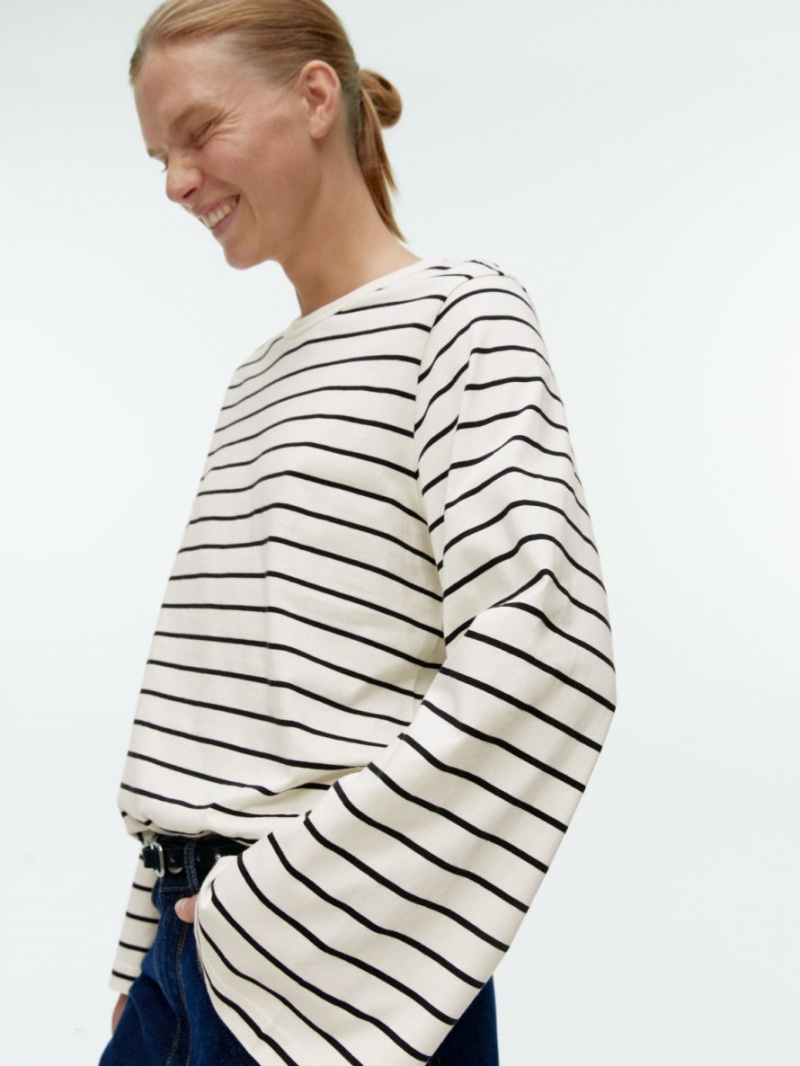 Tricouri Arket Oversized Long-Sleeve Dama Albi | Romania-IXEV67249